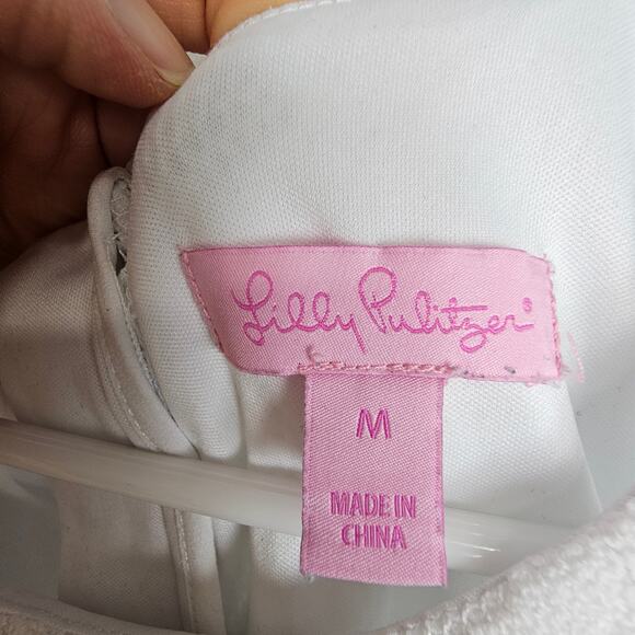 Lilly Pulitzer Marquette Shift Dress White Lace Tassel Hem Resort Timeless Sz M - Picture 7 of 10